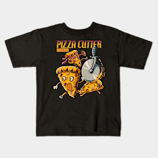 Pizza Cutter Terror Funny Food Cartoon Kids T-Shirt